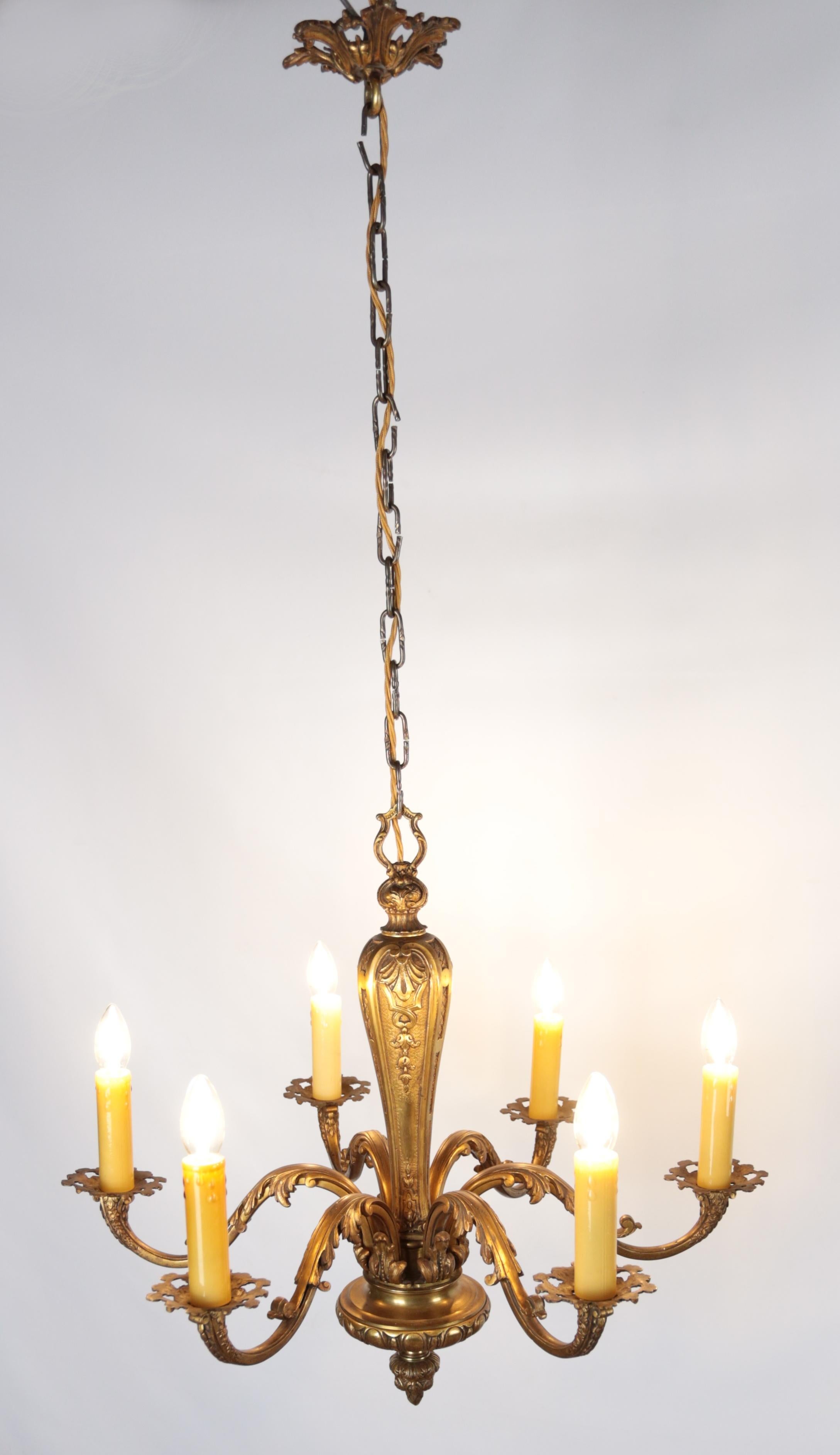 Cast Pair of antique Mazarin Bronze chandeliers For Sale