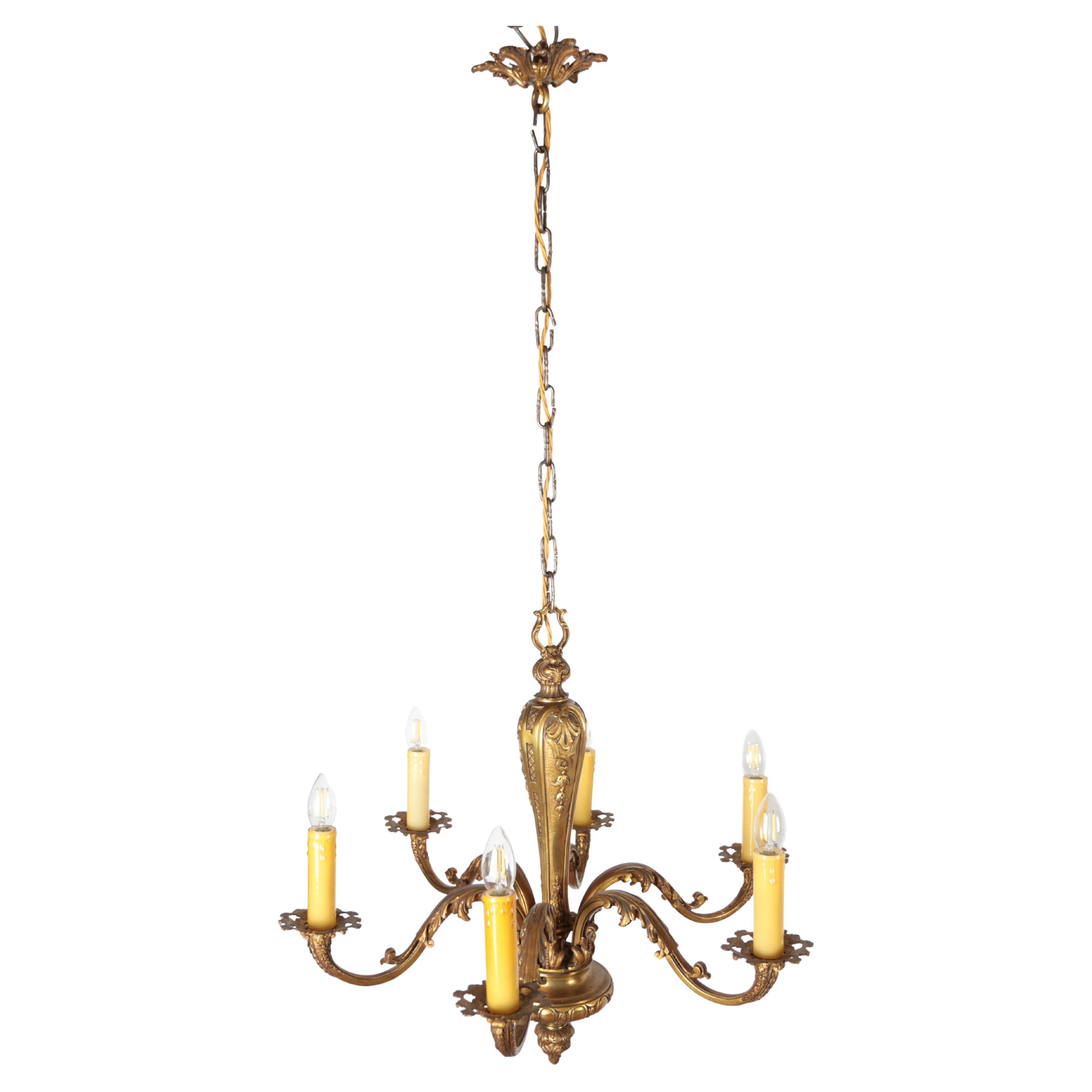 Pair of antique Mazarin Bronze chandeliers For Sale