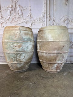 Pair of Antique Mediterranean Terracotta Storage Jars with Weathered Patina