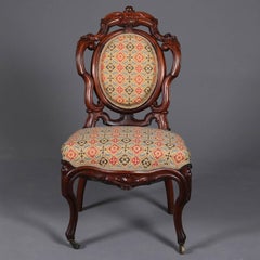 Pair of Antique Meeks School Victorian Carved Rosewood Side Chairs, circa 1880