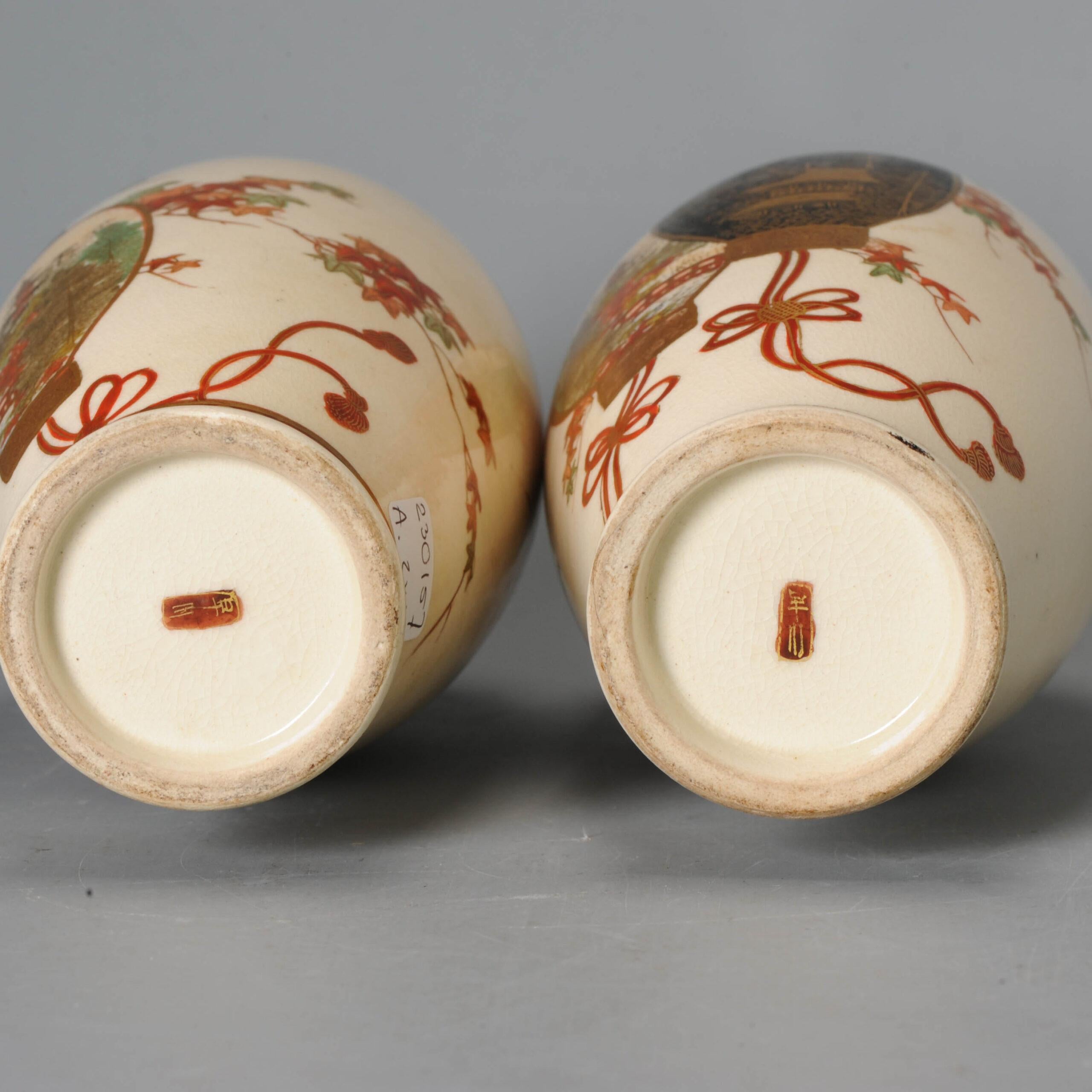 Pair of Antique Meiji Japanese Satsuma Vases, 19th Century In Good Condition For Sale In Amsterdam, Noord Holland