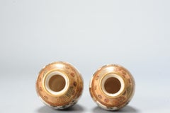Pair of Antique Meiji Period Japanese Satsuma Vases Figural Decoration Marked