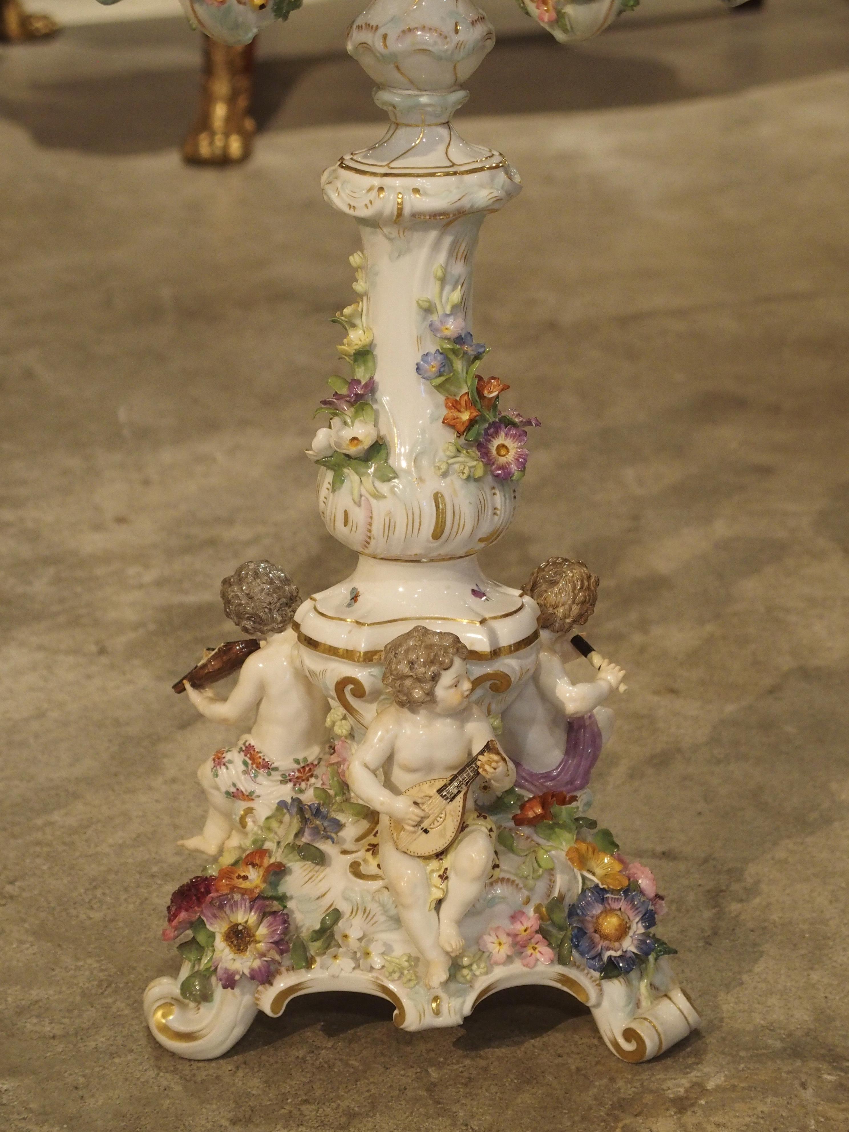 Pair of Antique Meissen Candelabras, Germany, circa 1910 For Sale 2