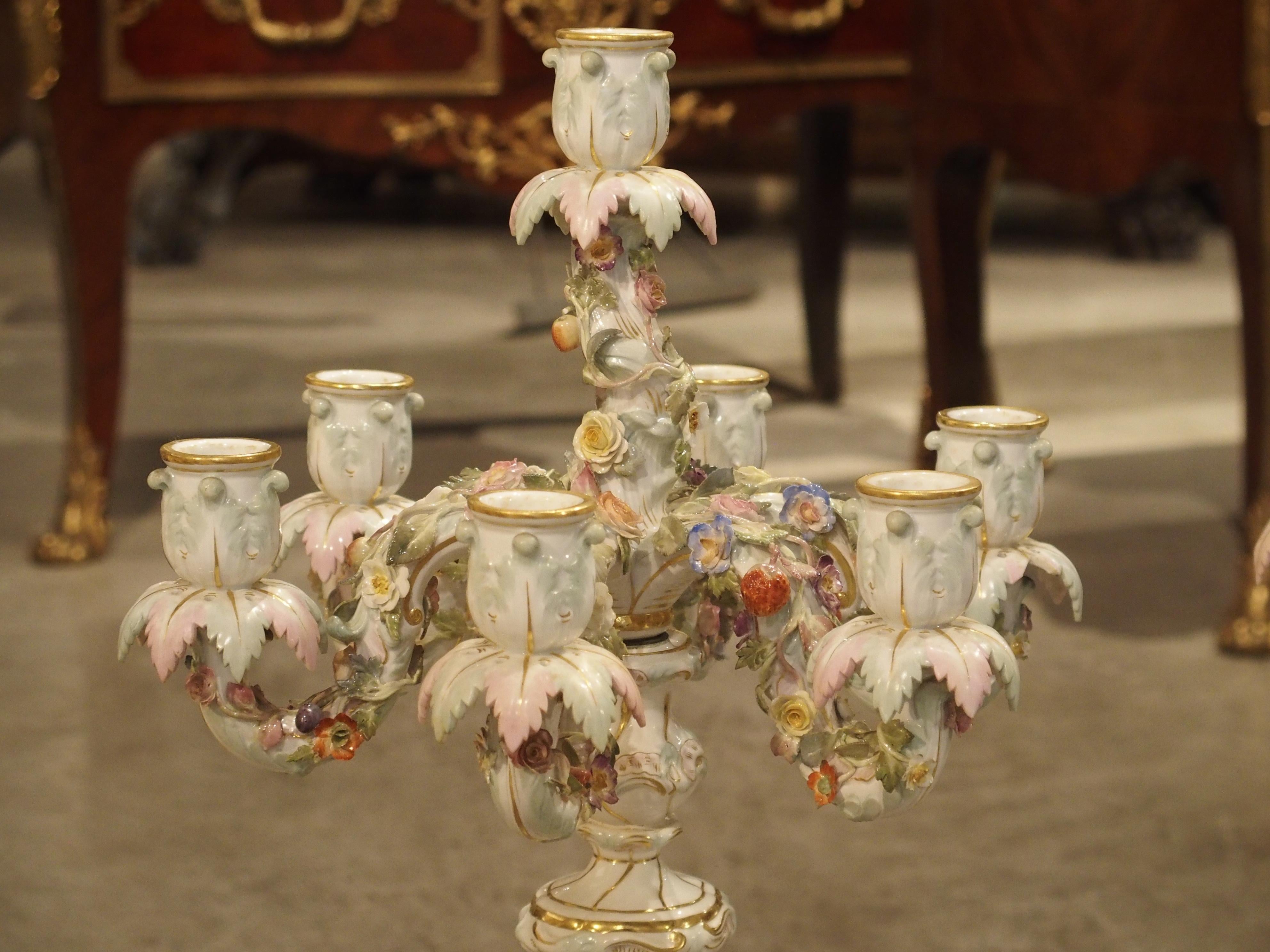 Pair of Antique Meissen Candelabras, Germany, circa 1910 For Sale 4