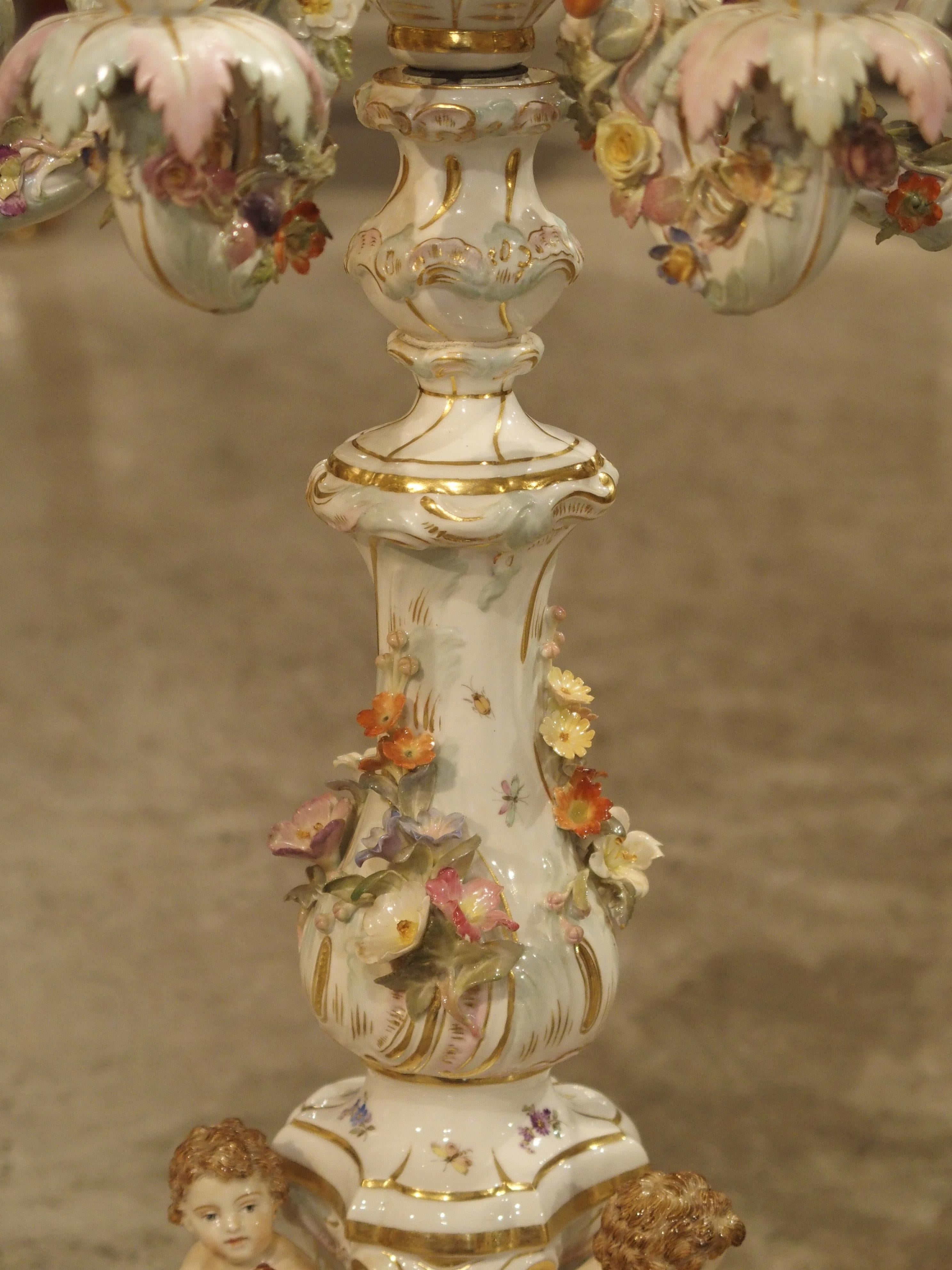 Pair of Antique Meissen Candelabras, Germany, circa 1910 For Sale 7