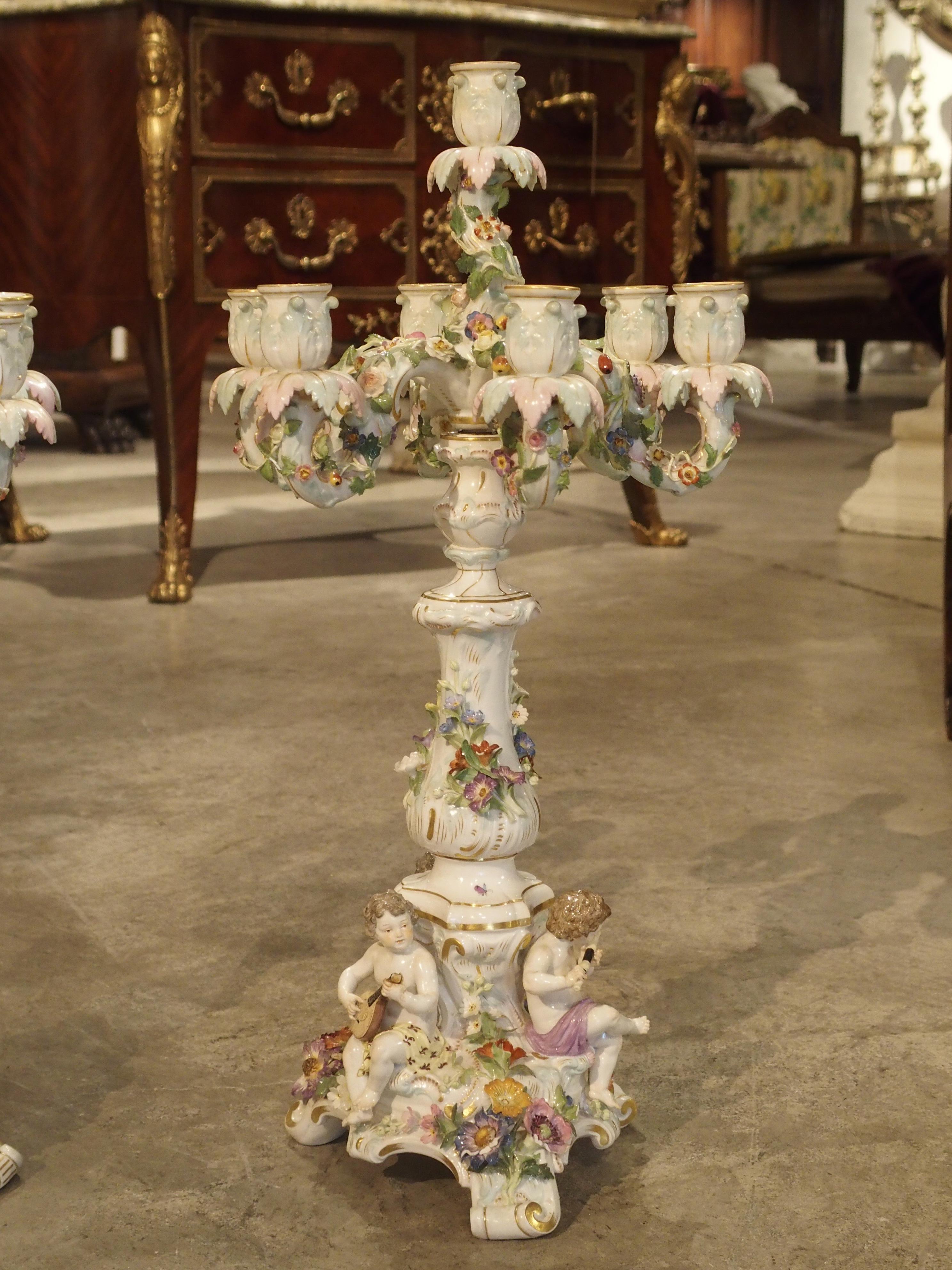 Pair of Antique Meissen Candelabras, Germany, circa 1910 For Sale 10