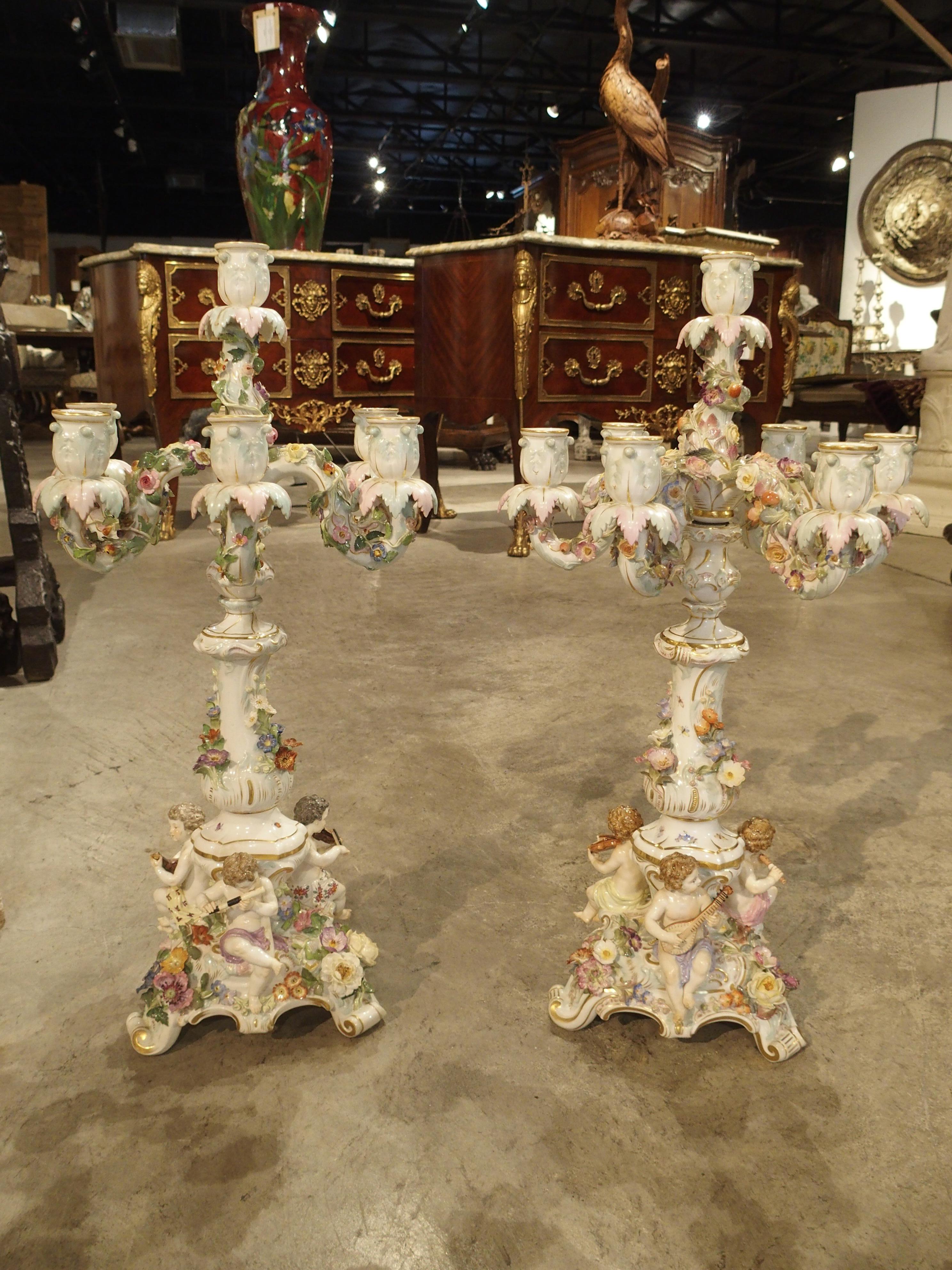 Pair of Antique Meissen Candelabras, Germany, circa 1910 For Sale 11