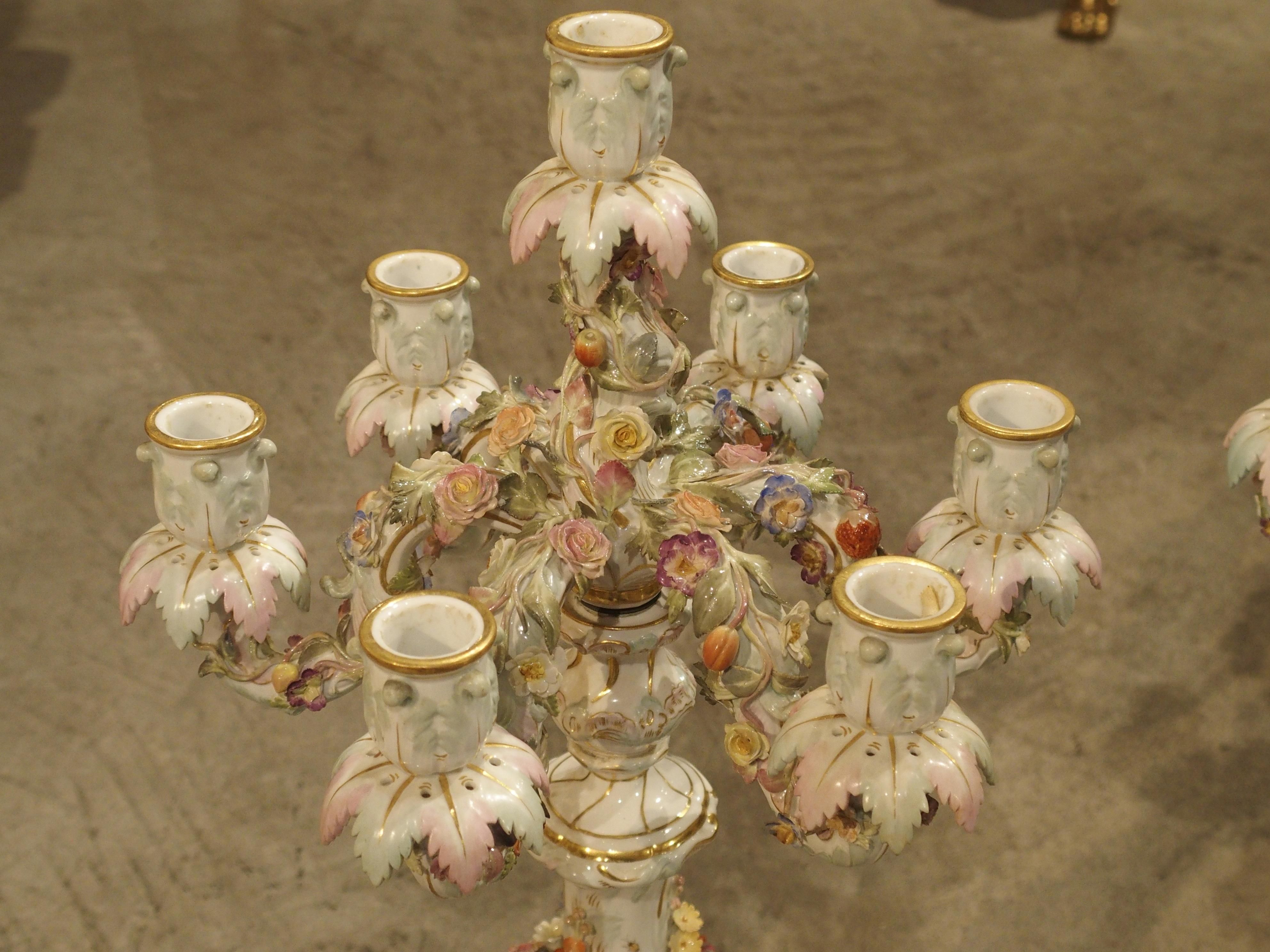 Pair of Antique Meissen Candelabras, Germany, circa 1910 In Good Condition For Sale In Dallas, TX