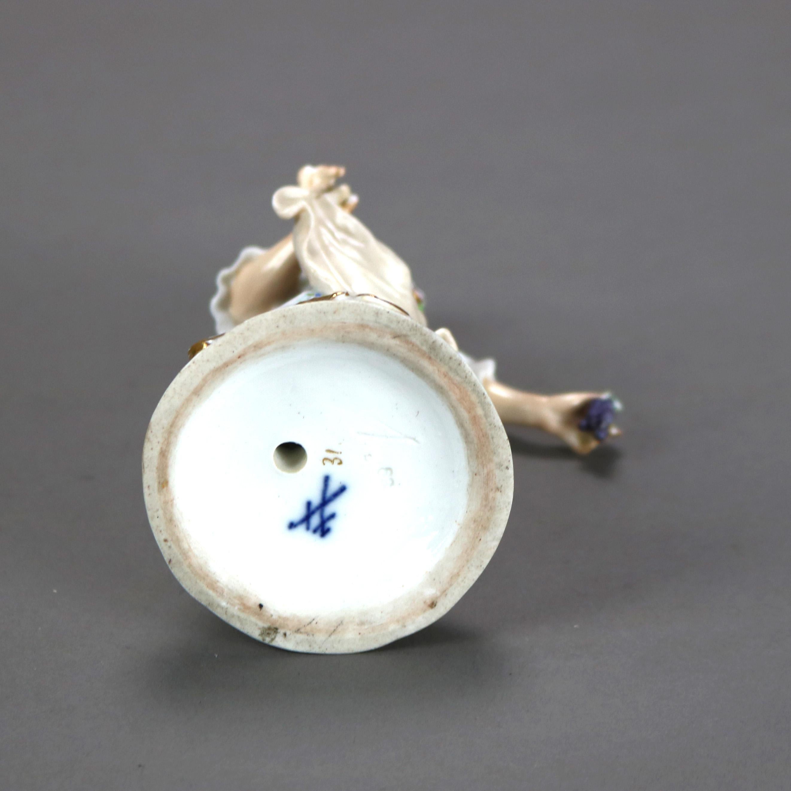 Pair of Antique Meissen Porcelain Figurines of a Courting Man & Woman C1890 For Sale 6
