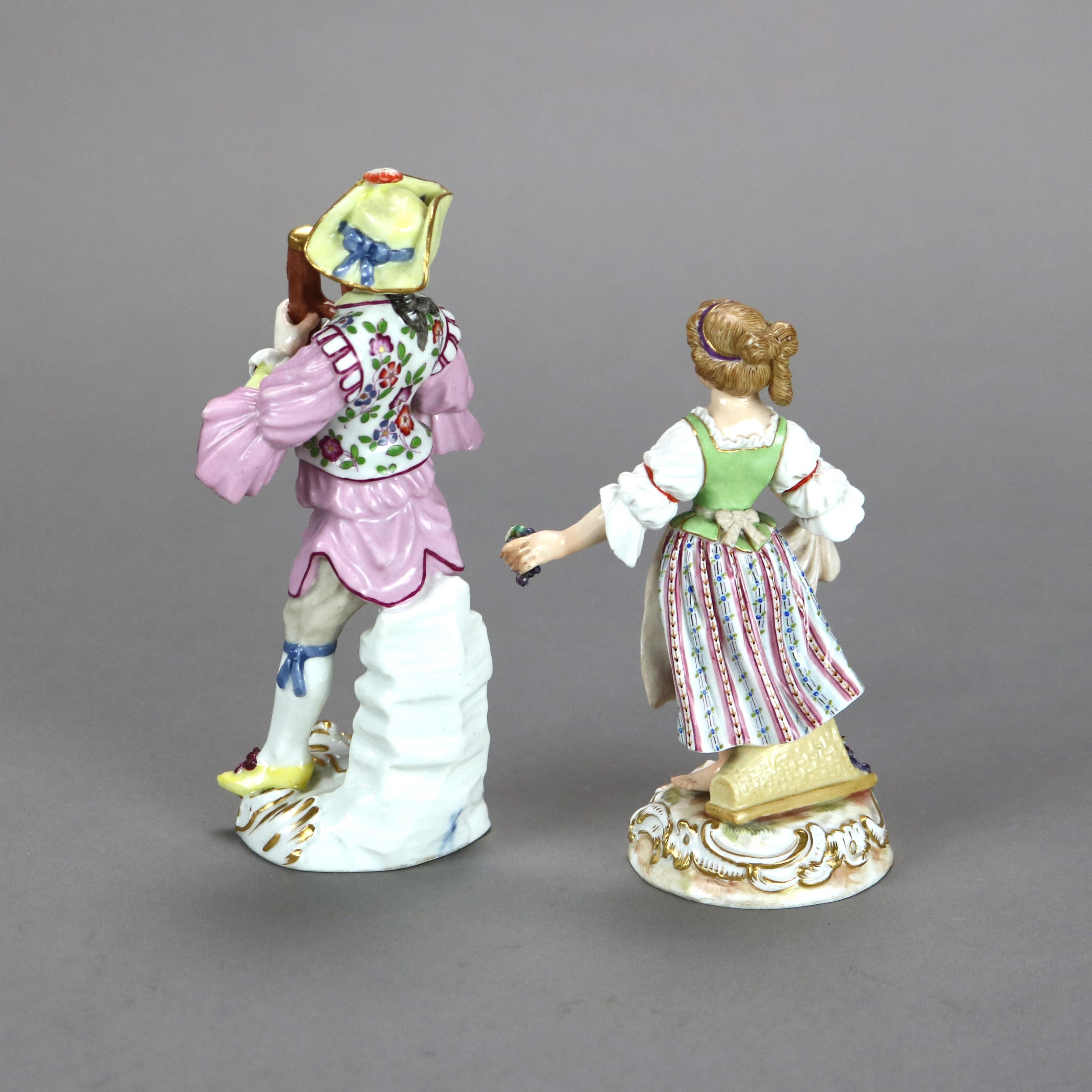 Pair of Antique Meissen Porcelain Figurines of a Courting Man & Woman C1890 For Sale 1