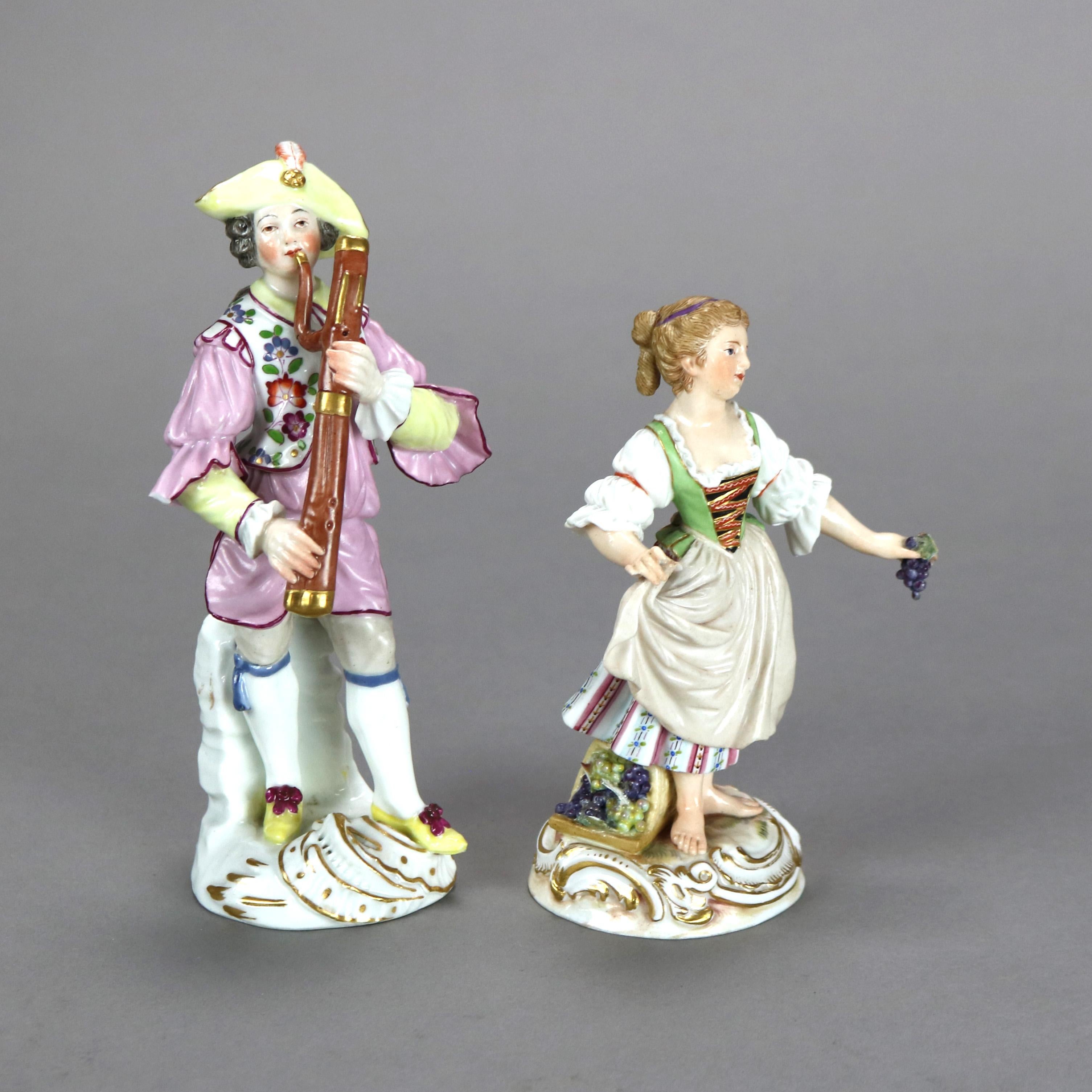 Pair of Antique Meissen Porcelain Figurines of a Courting Man & Woman C1890 For Sale 3