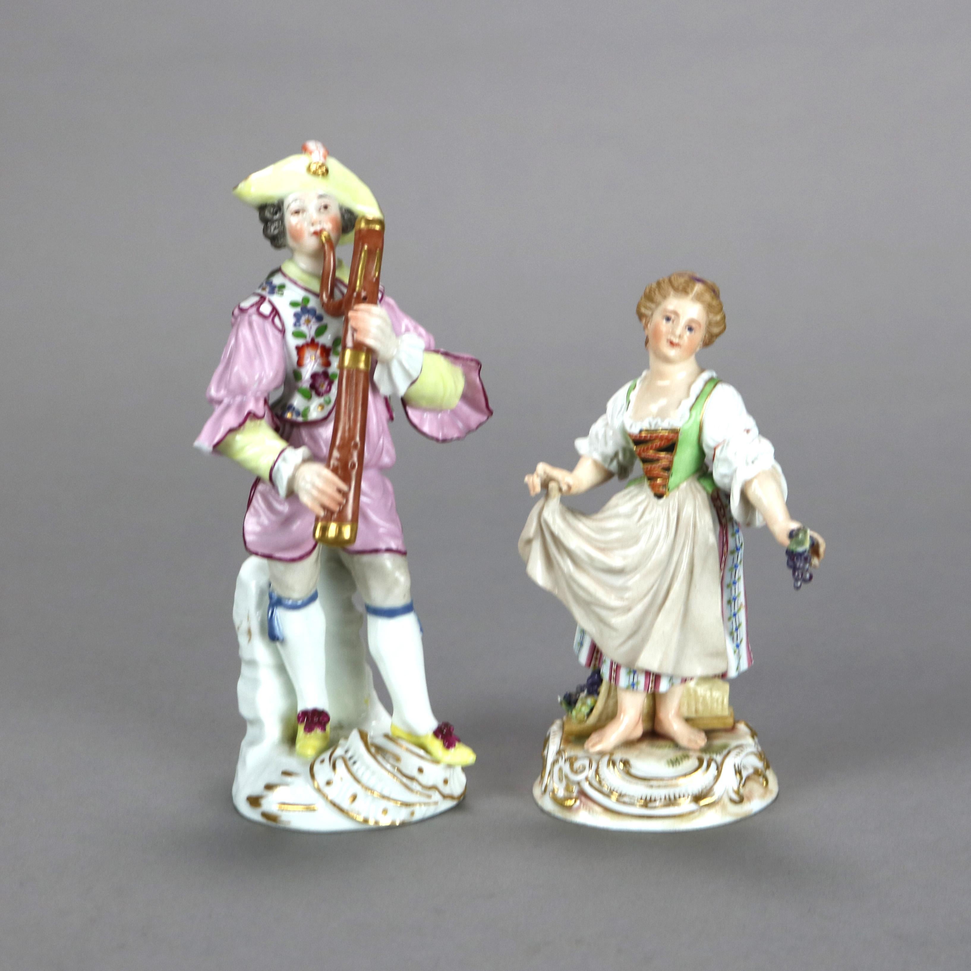 Pair of Antique Meissen Porcelain Figurines of a Courting Man & Woman C1890 For Sale 4