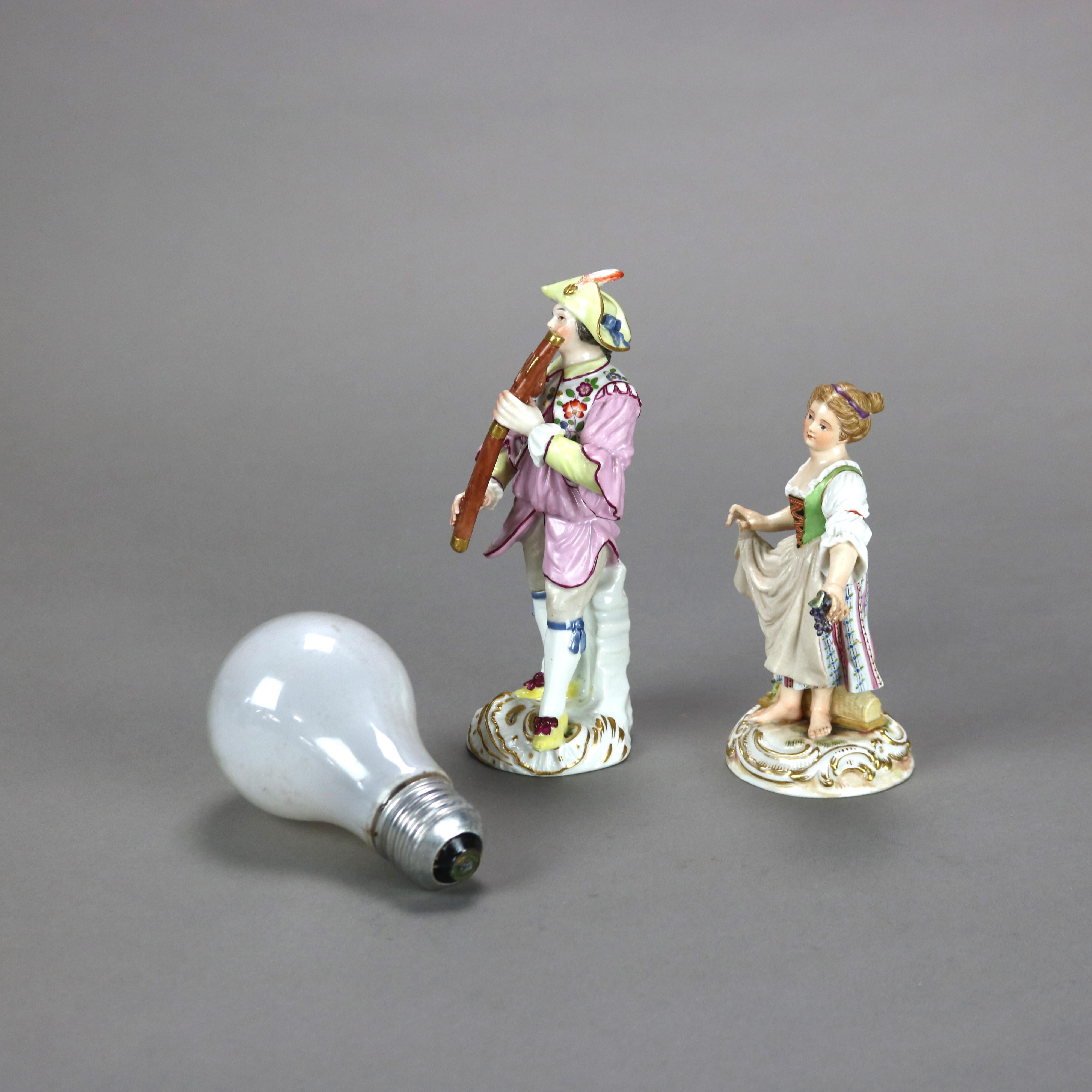 Pair of Antique Meissen Porcelain Figurines of a Courting Man & Woman C1890 For Sale 5