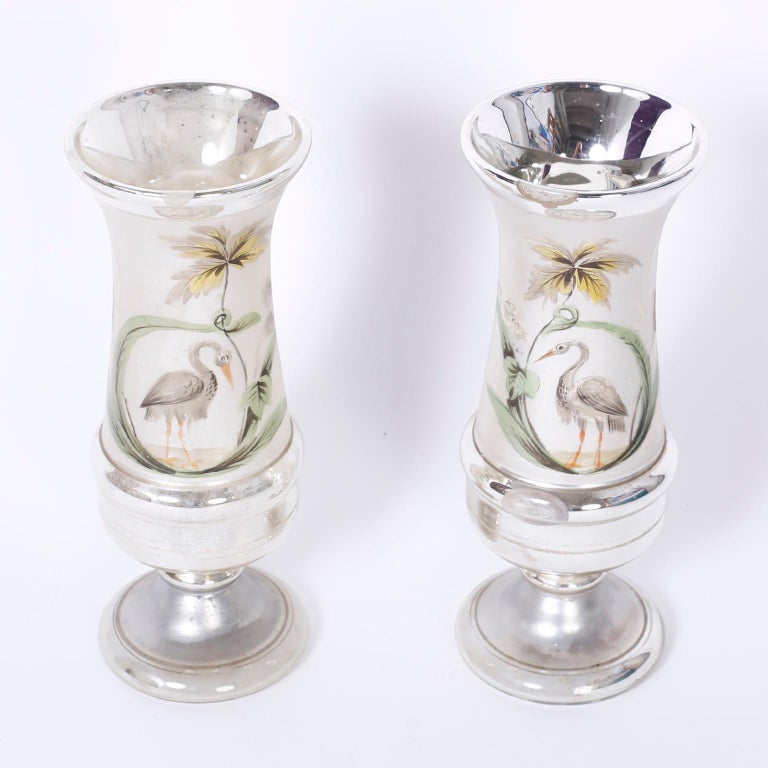 Pair Of Antique Mercury Glass Vases At 1stdibs
