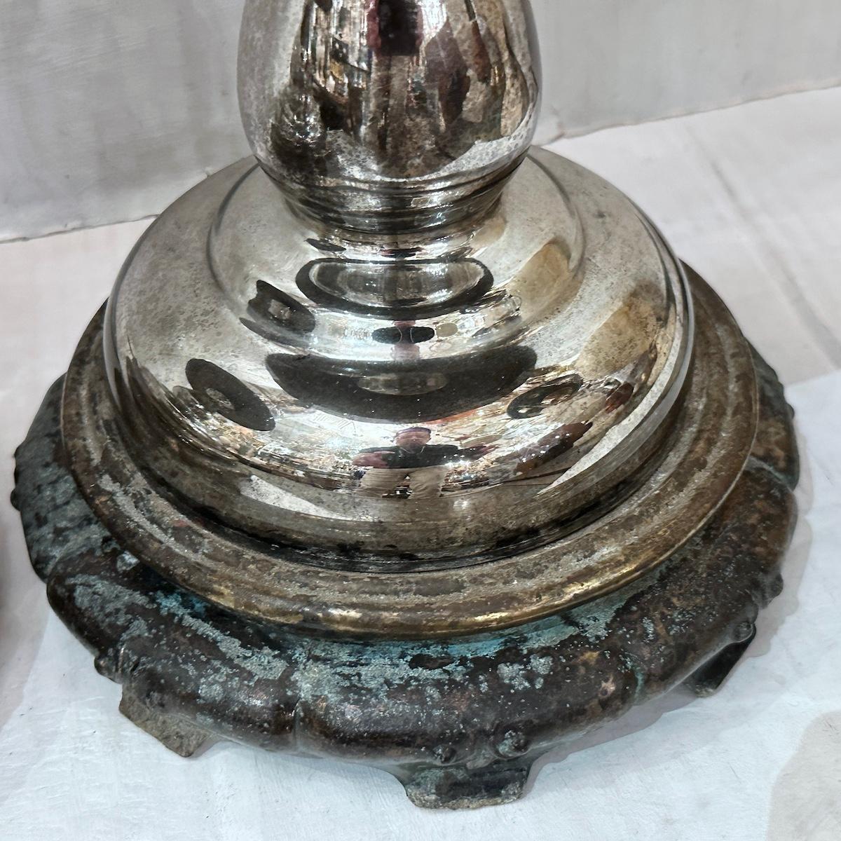 Pareja de lámparas de mesa antiguas de mercurio Vidrio de mercurio en venta