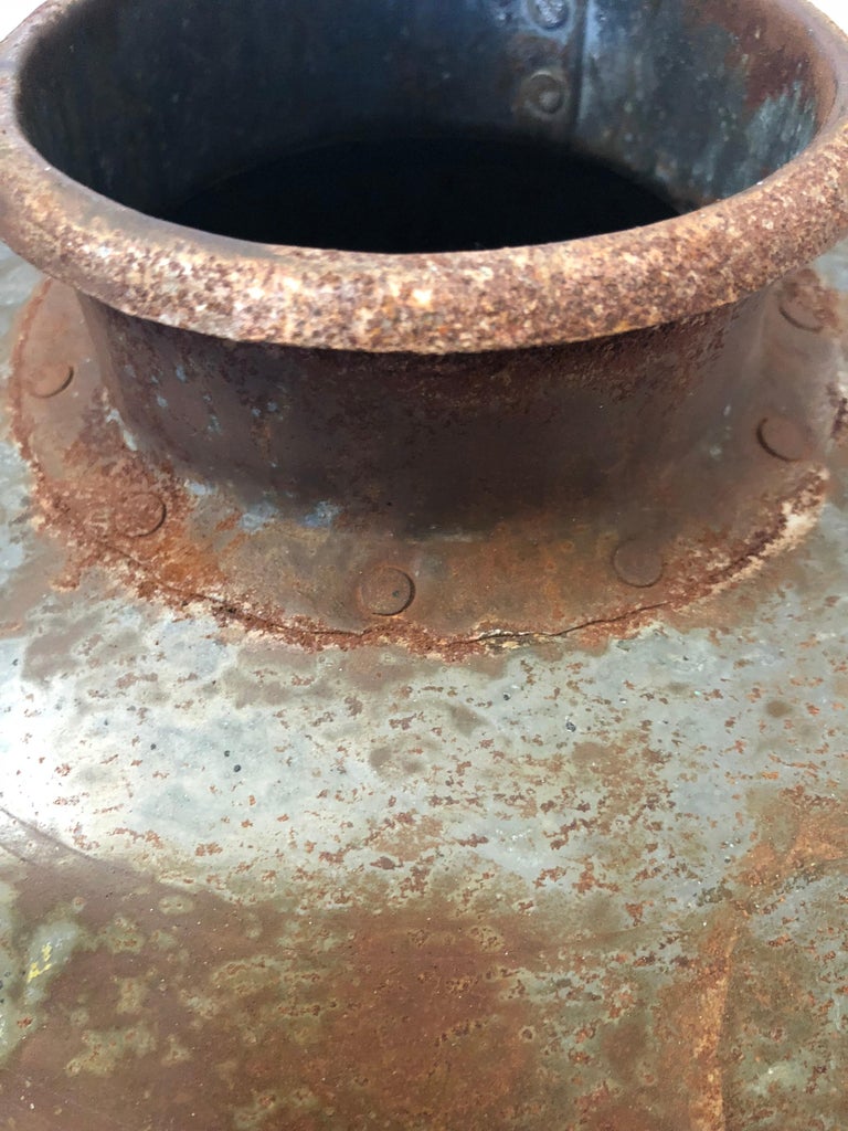 Pair of Antique Metal Water Jugs as Decorative Urns Planters at 1stDibs
