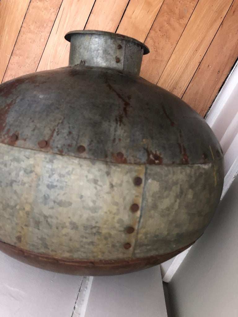 Pair of Antique Metal Water Jugs as Decorative Urns Planters at 1stDibs