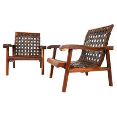Pair of Antique Mexican Hacienda Armchairs Made in Solid Cocobolo Wood