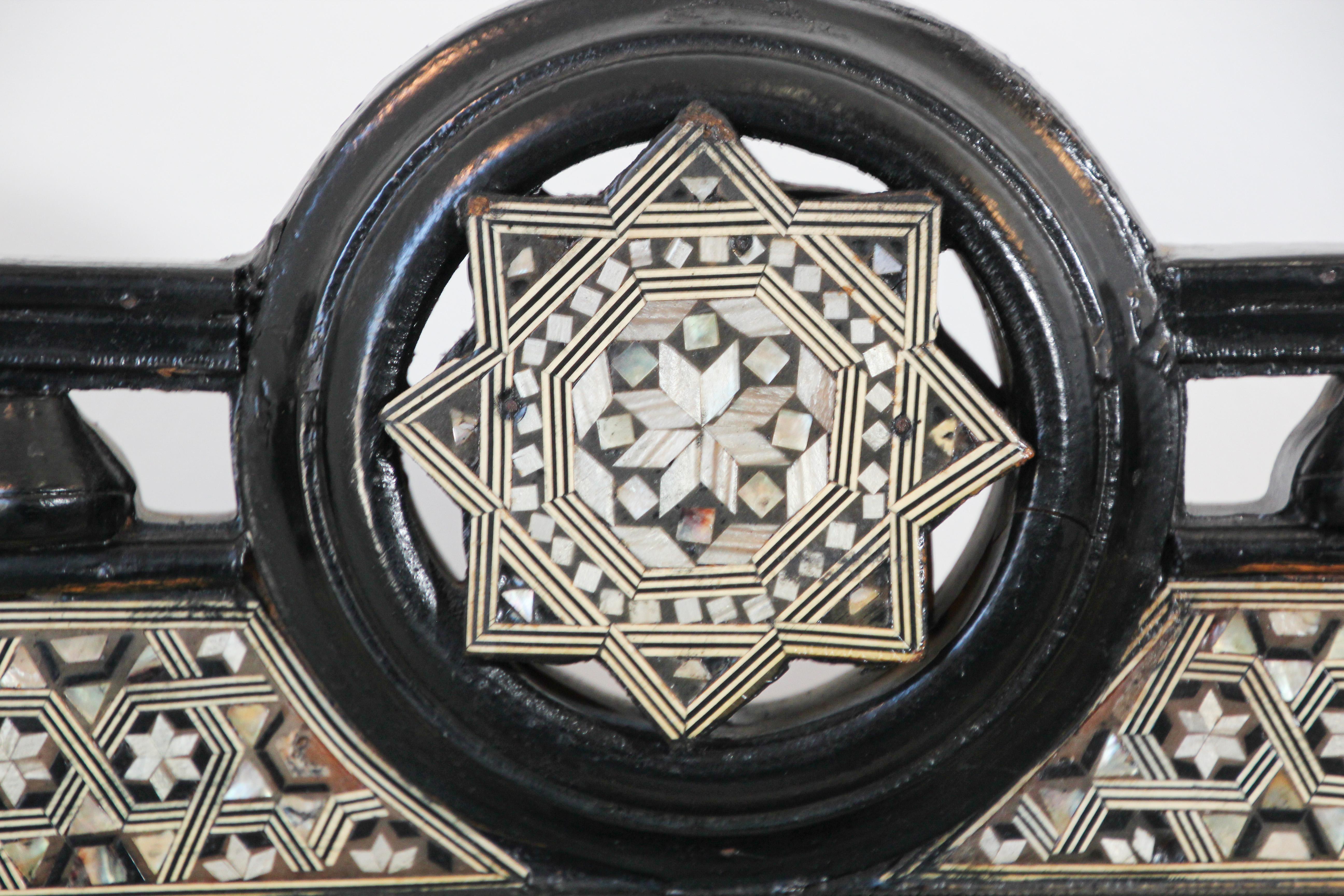 Pair of Antique Middle Eastern Moorish Black Armchairs 5