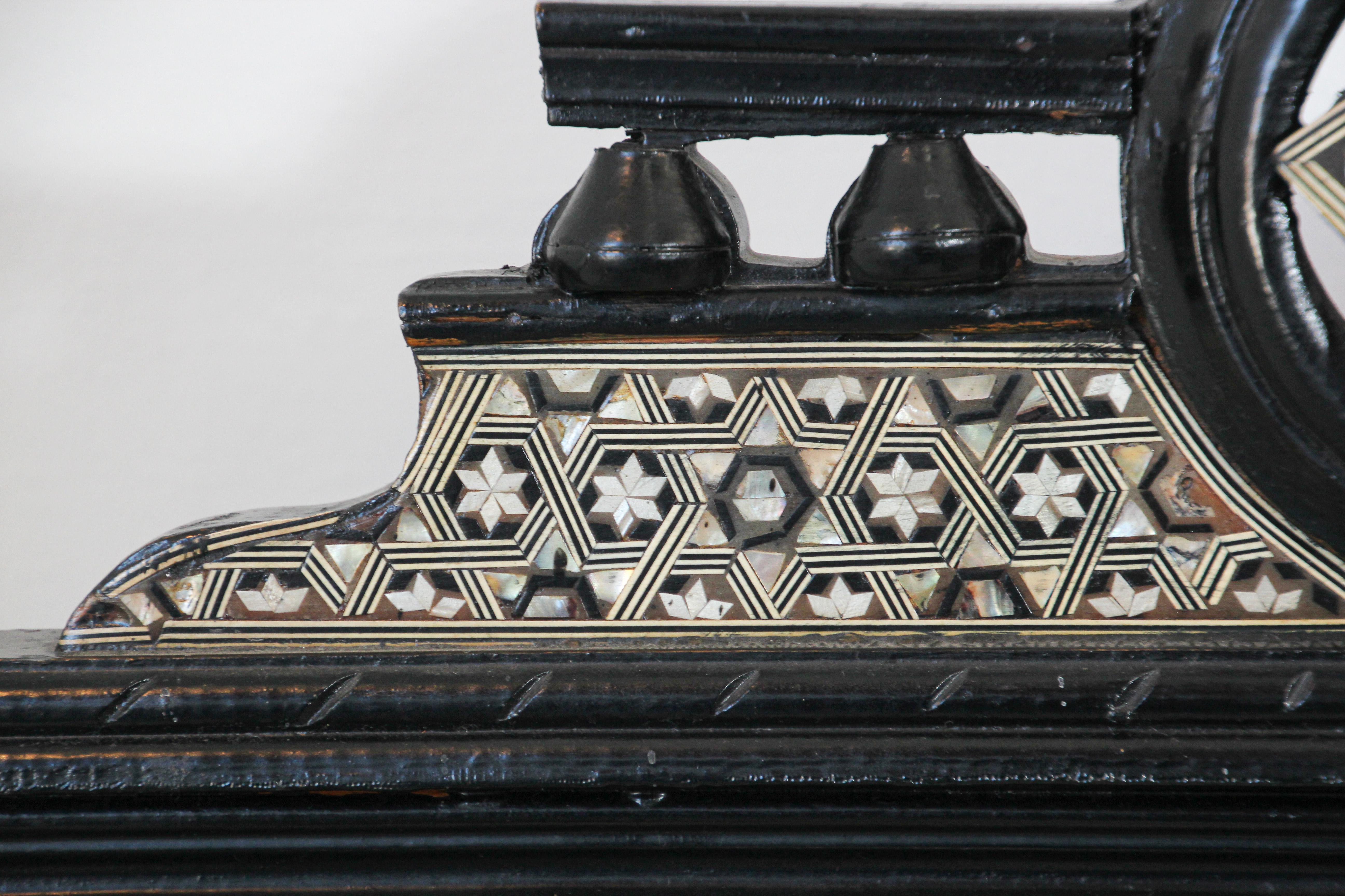 Pair of Antique Middle Eastern Moorish Black Armchairs 6