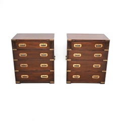 Pair of Antique Military Campaign Bachelor Chest of Drawers