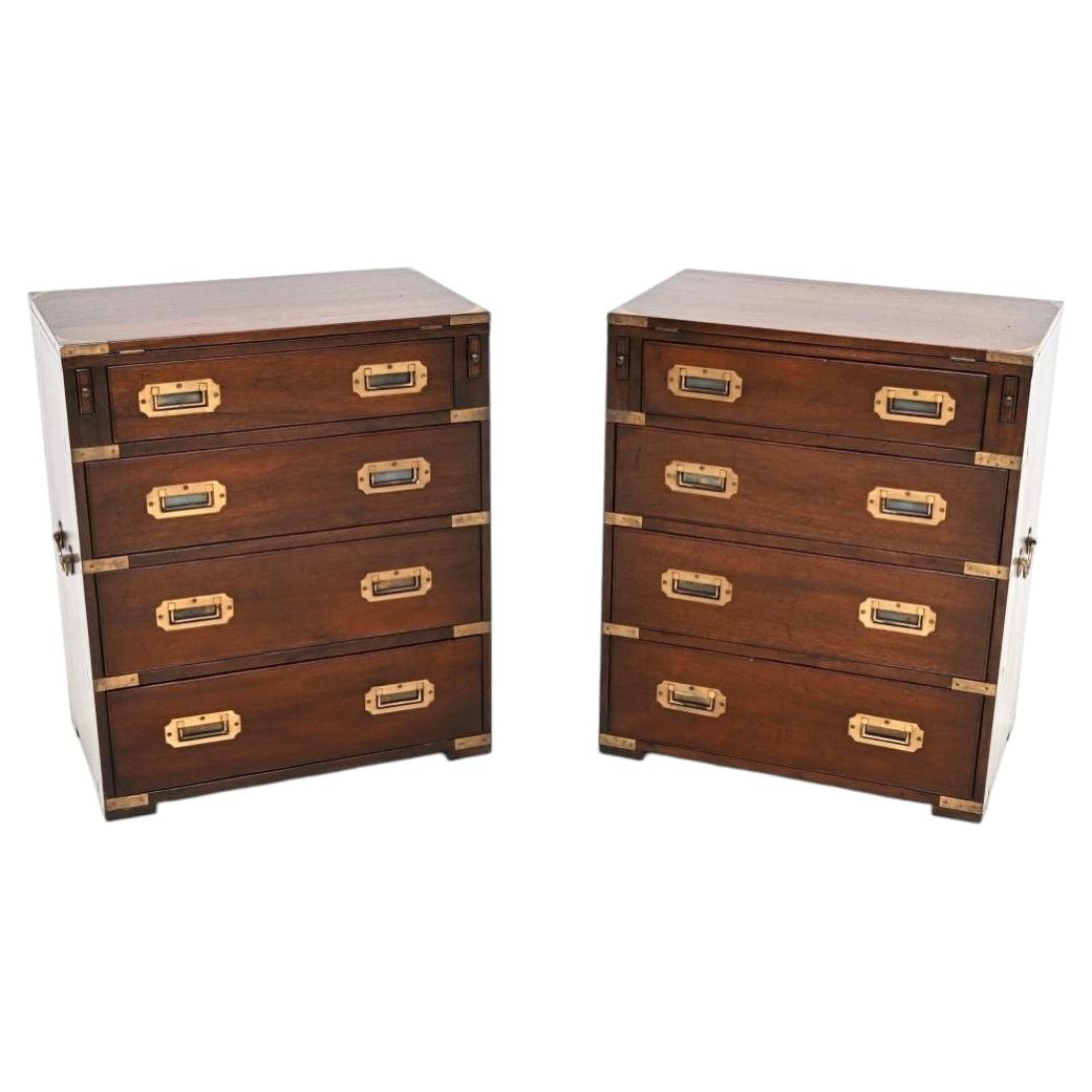 Pair of Antique Military Campaign Bachelor Chest of Drawers