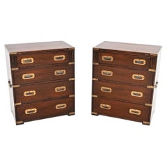 Pair of Antique Military Campaign Bachelor Chest of Drawers