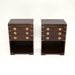 Pair of Antique Military Campaign Bedside Cabinets / Side Tables