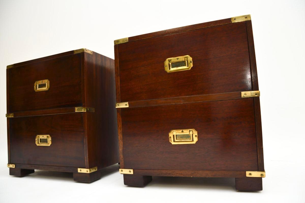 Pair of Antique Military Campaign Bedside Chests 4