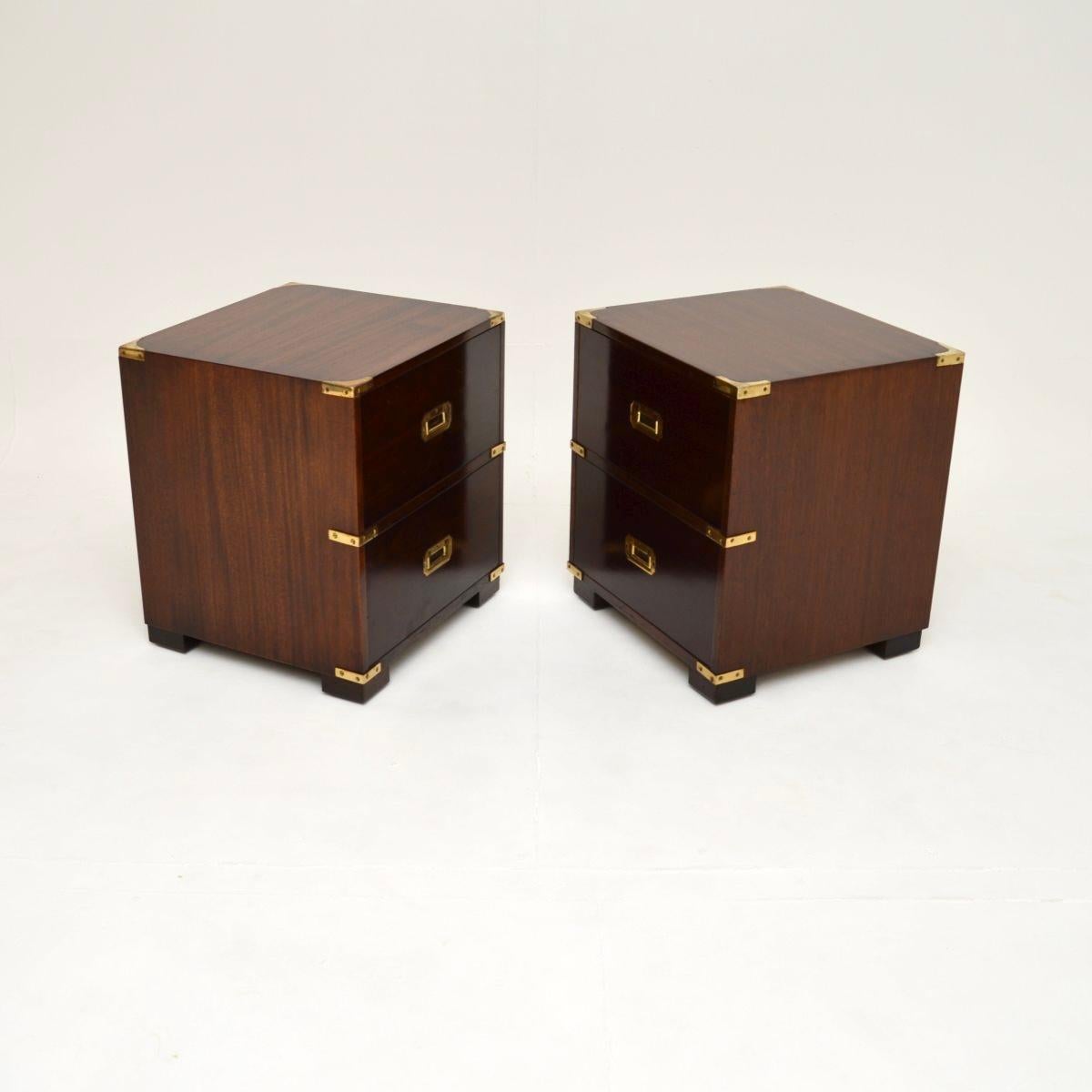 British Pair of Antique Military Campaign Bedside Chests