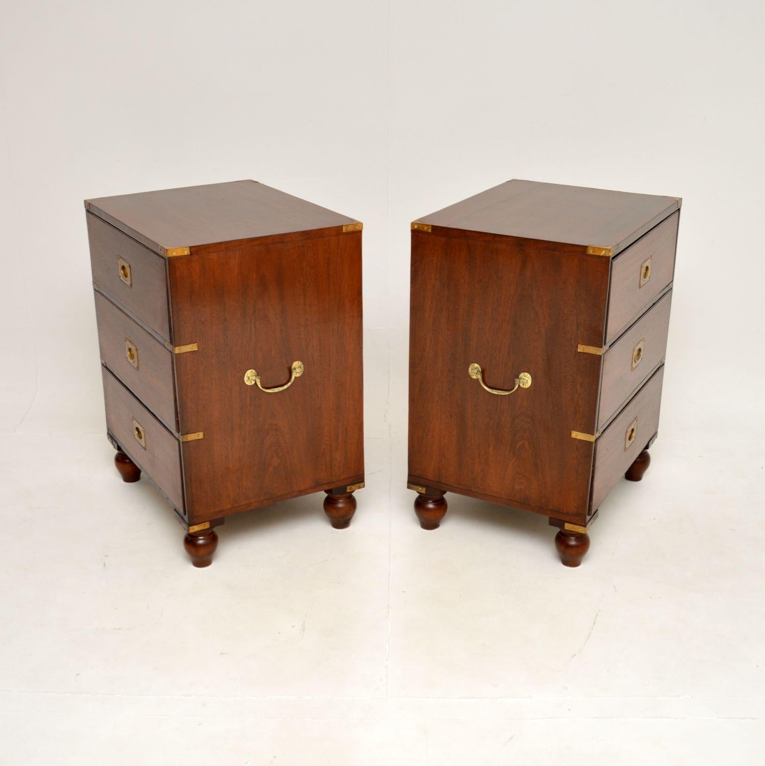 Pair of Antique Military Campaign Bedside Chests In Good Condition In London, GB