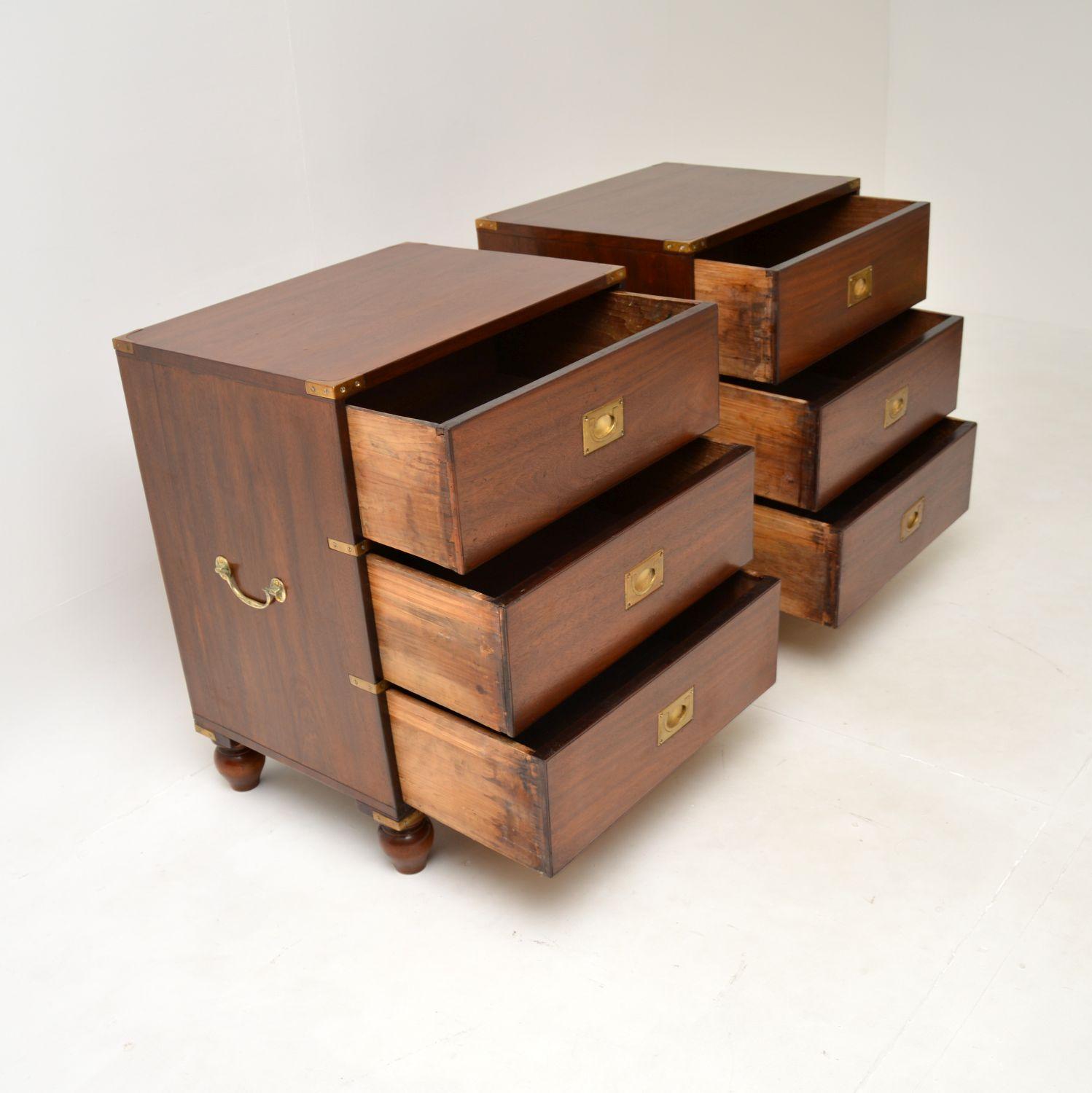 Early 20th Century Pair of Antique Military Campaign Bedside Chests