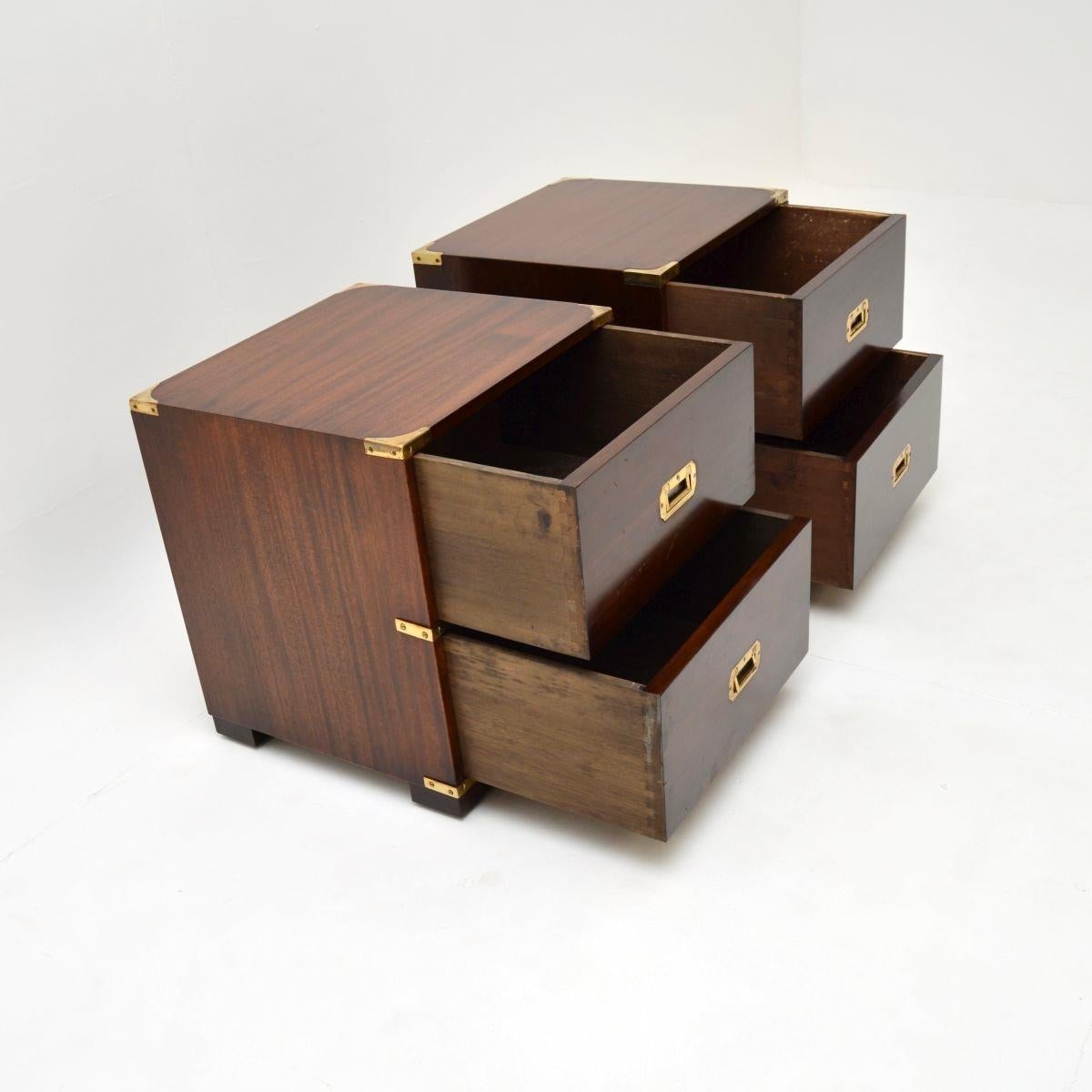 Mid-20th Century Pair of Antique Military Campaign Bedside Chests