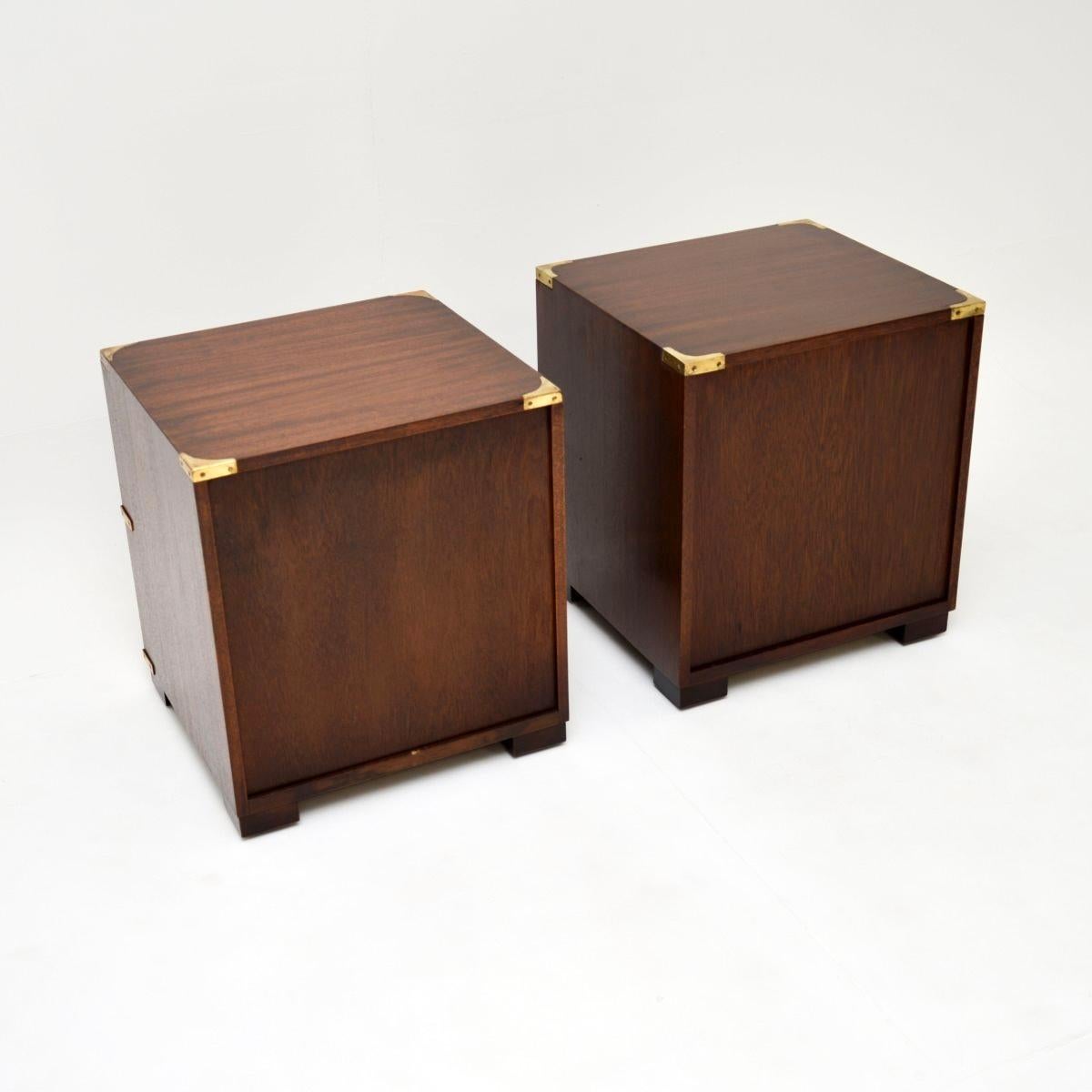 Brass Pair of Antique Military Campaign Bedside Chests