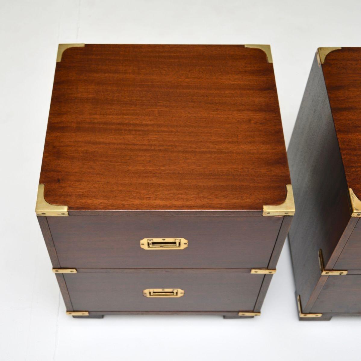 Pair of Antique Military Campaign Bedside Chests 1