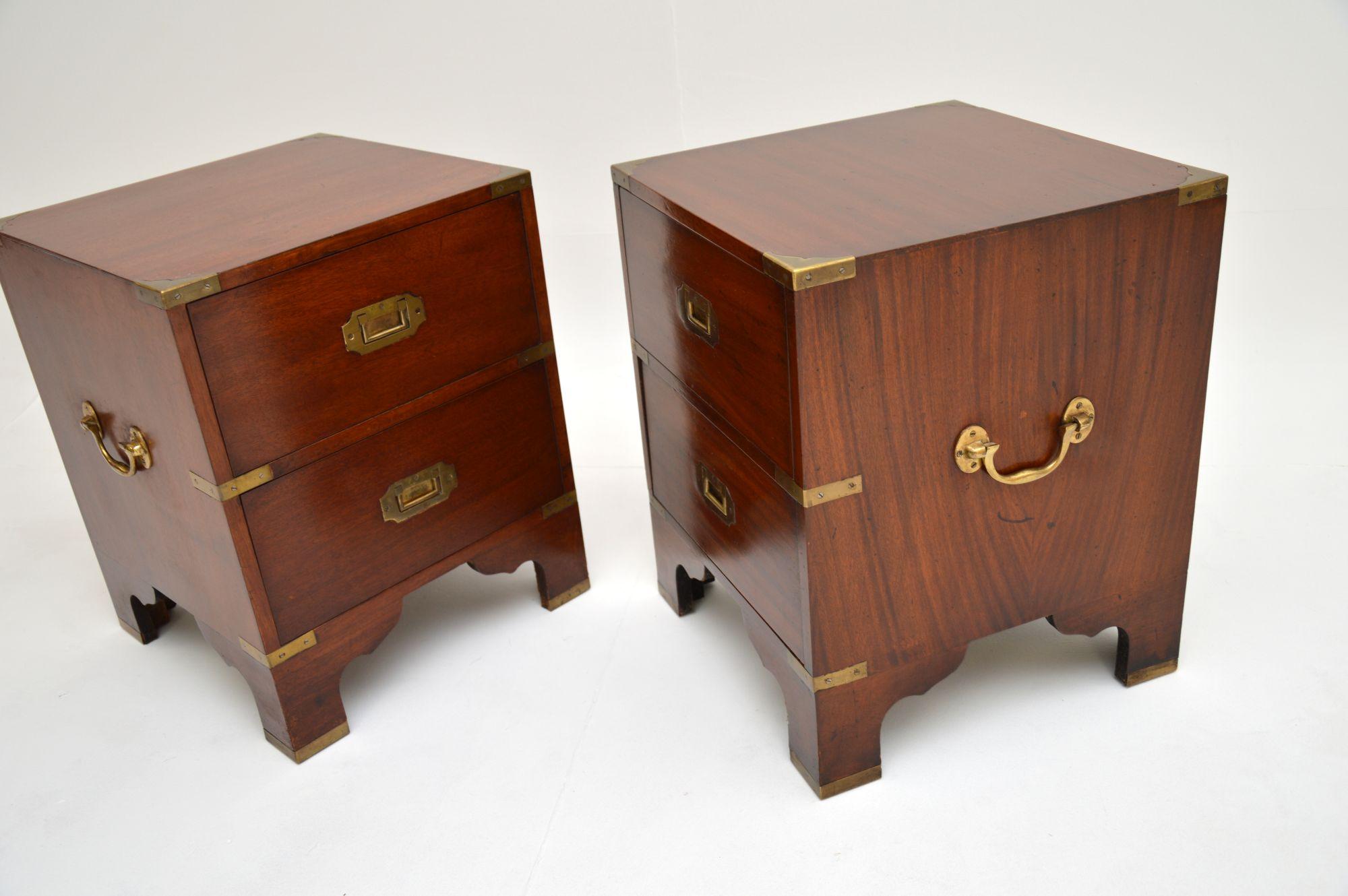 Pair of Antique Military Campaign Bedside Chests 2