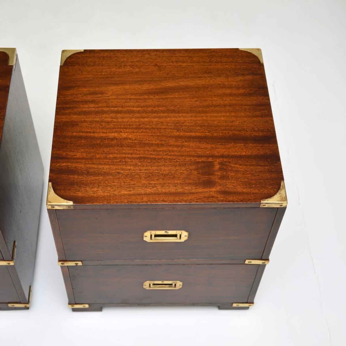 Pair of Antique Military Campaign Bedside Chests 2