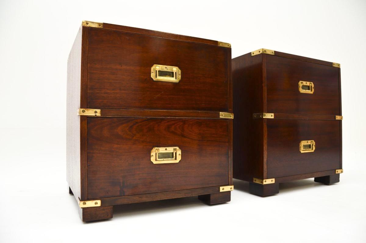 Pair of Antique Military Campaign Bedside Chests 3