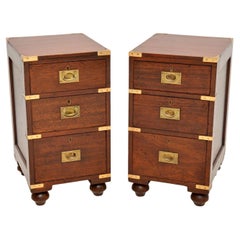 Pair of Antique Military Campaign Bedside Chests