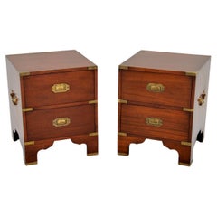 Pair of Antique Military Campaign Bedside Chests