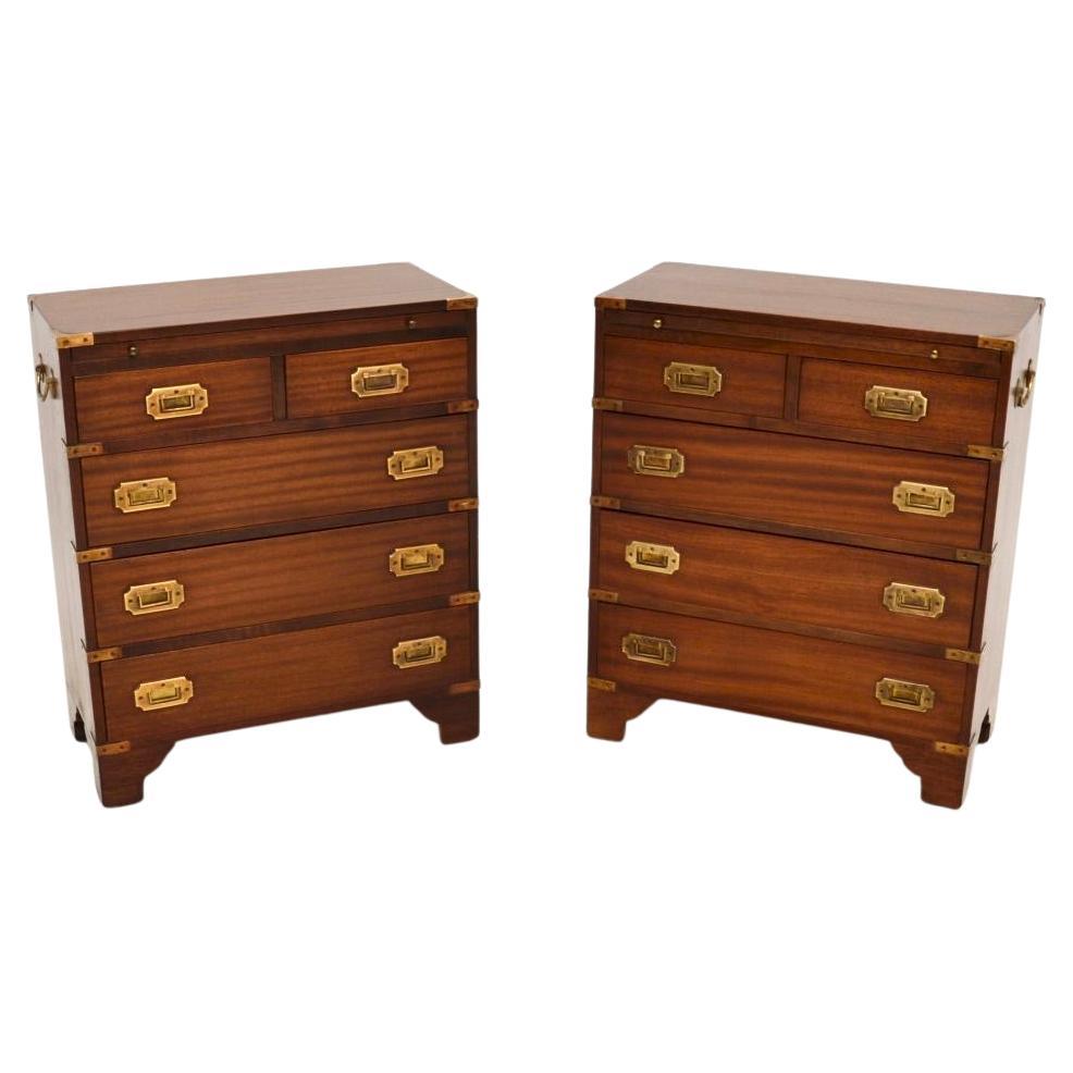 Pair of Antique Military Campaign Chest of Drawers