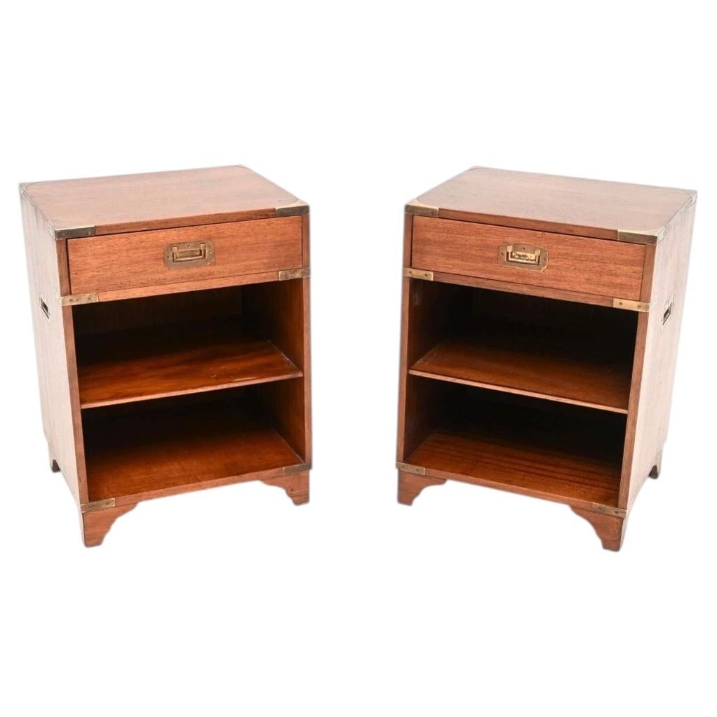 Pair of Antique Military Campaign Style Bedside Cabinets