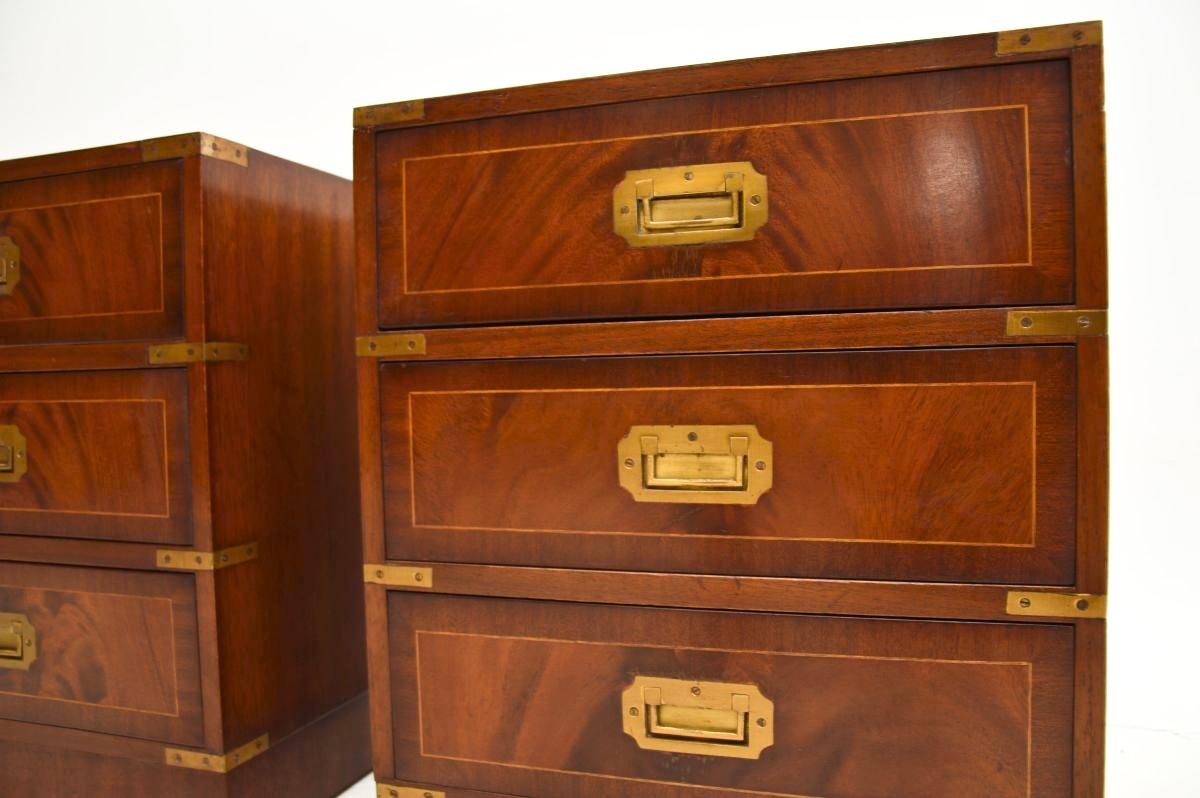 Pair of Antique Military Campaign Style Bedside Chests For Sale 4
