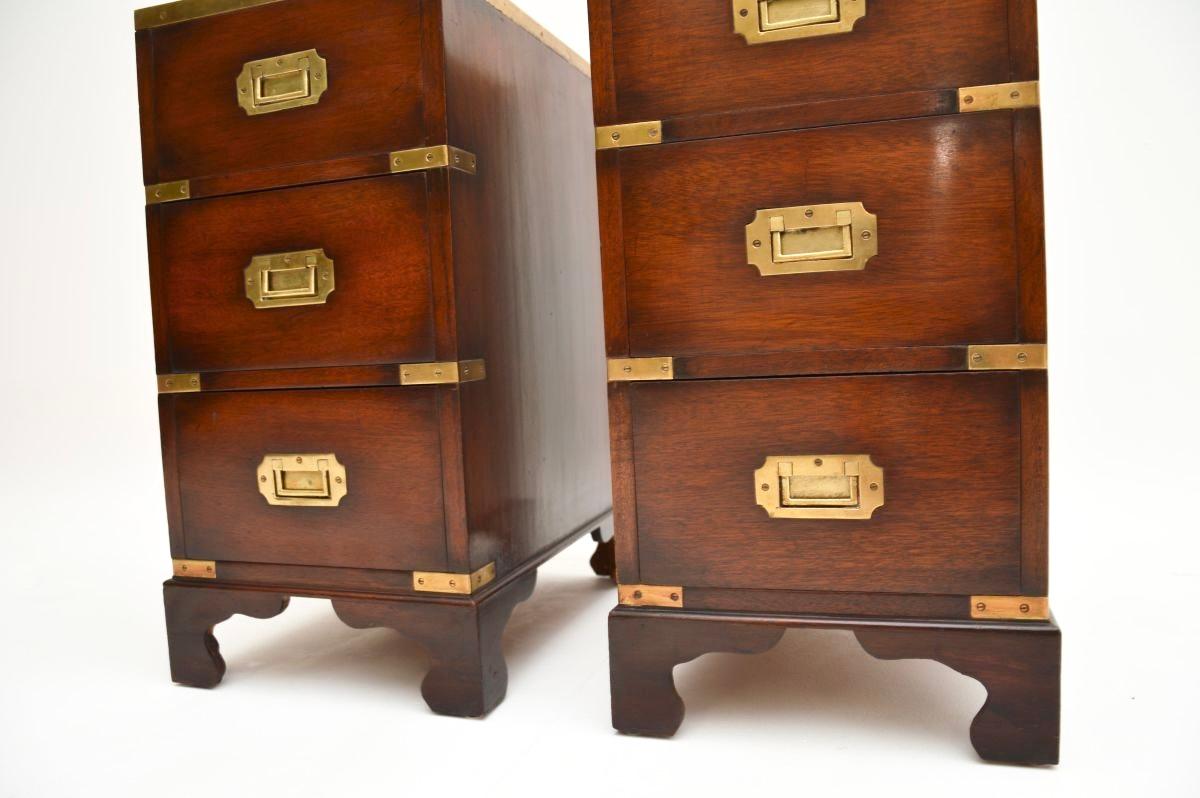 Pair of Antique Military Campaign Style Bedside Chests 4
