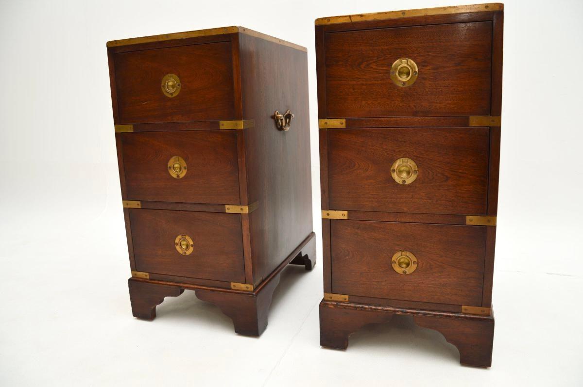 Pair of Antique Military Campaign Style Bedside Chests 4