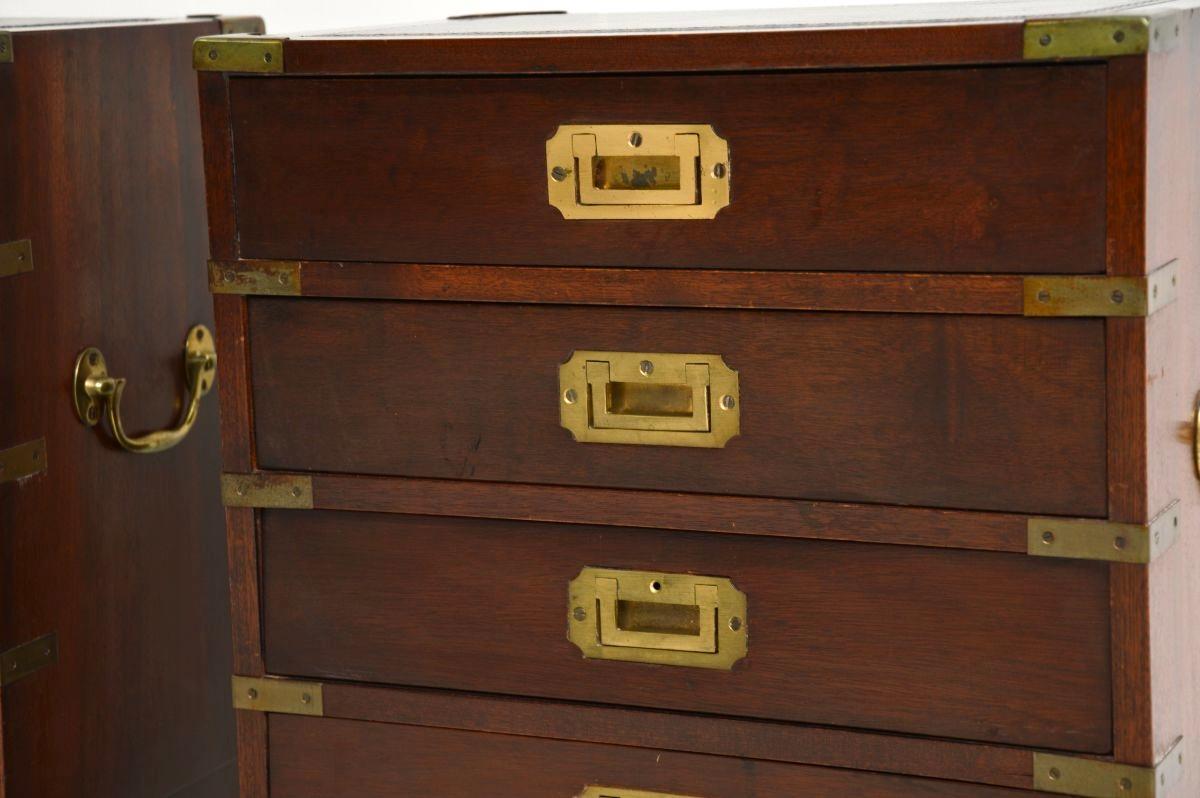 Pair of Antique Military Campaign Style Bedside Chests For Sale 4