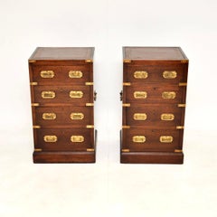 Pair of Antique Military Campaign Style Bedside Chests