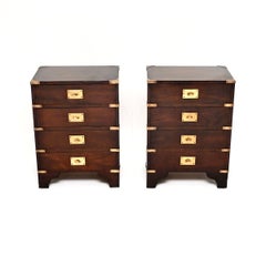 Pair of Antique Military Campaign Style Bedside Chests