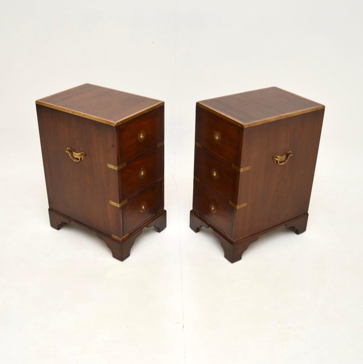 British Pair of Antique Military Campaign Style Bedside Chests