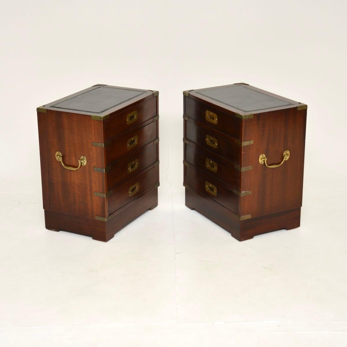 British Pair of Antique Military Campaign Style Bedside Chests For Sale
